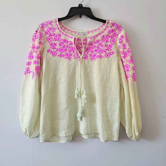 Karina Grimaldi Tops - Karina Grimaldi Long Sleeve Floral Embroidered Top Small